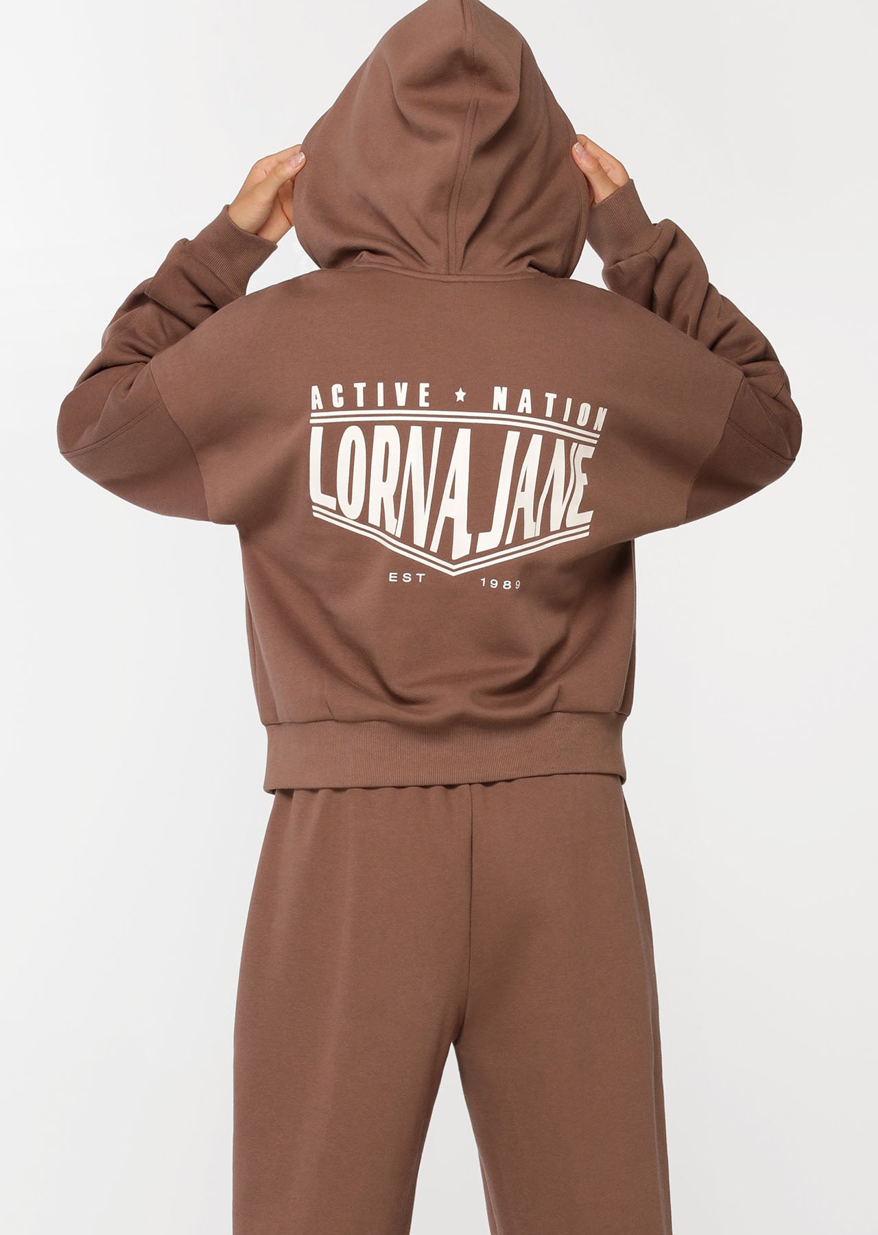 Lorna Jane Active Nation Grown On Neck Hoodie - Chocolate