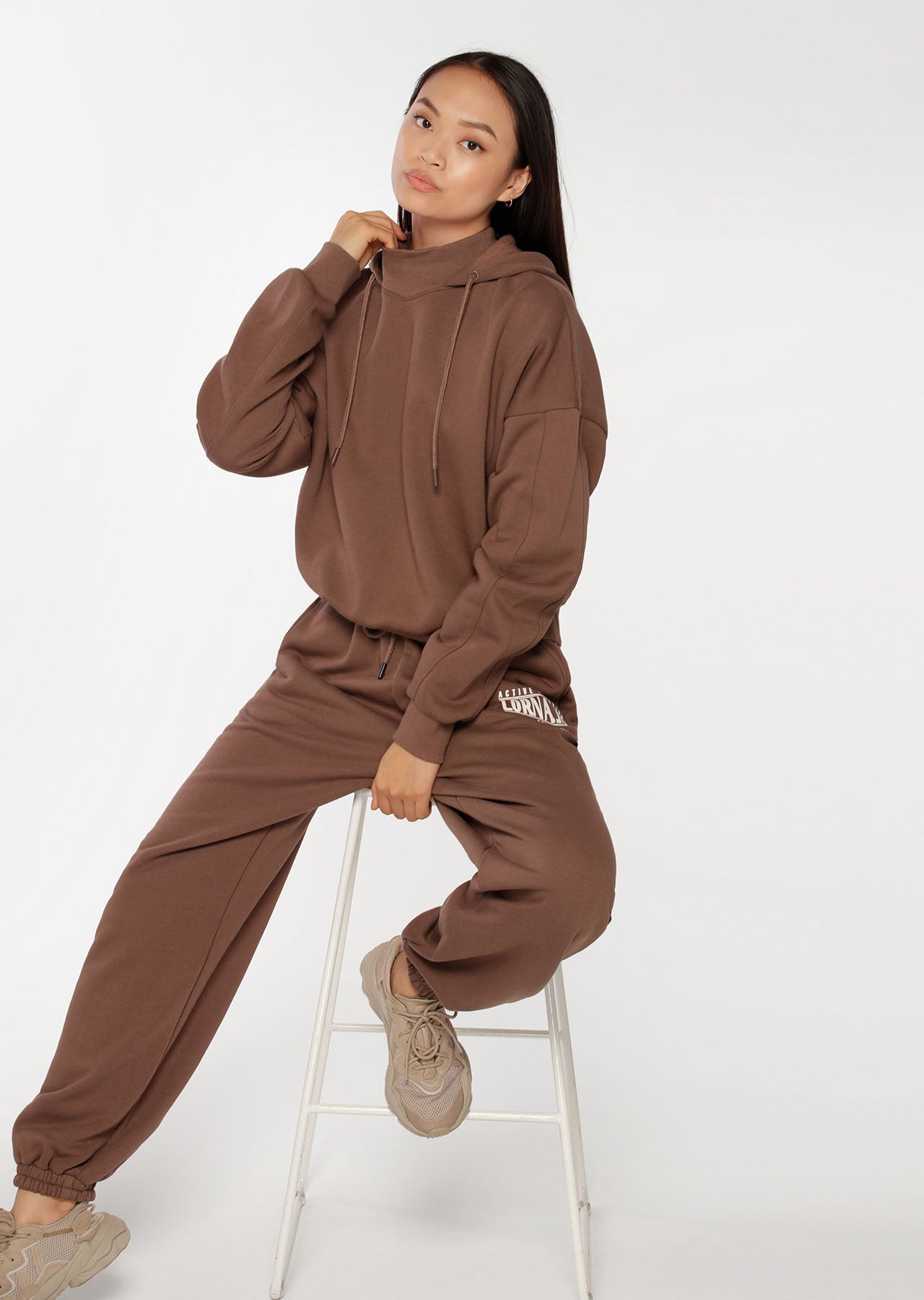 Lorna Jane Active Nation Grown On Neck Hoodie - Chocolate