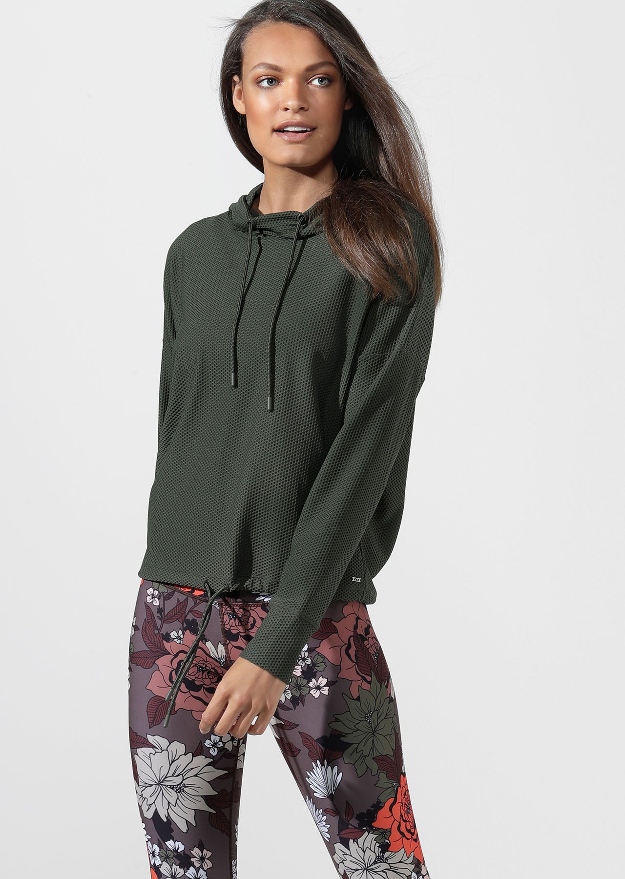 Lorna Jane Adventurer Excel Mesh Hoodie - Dark Safari