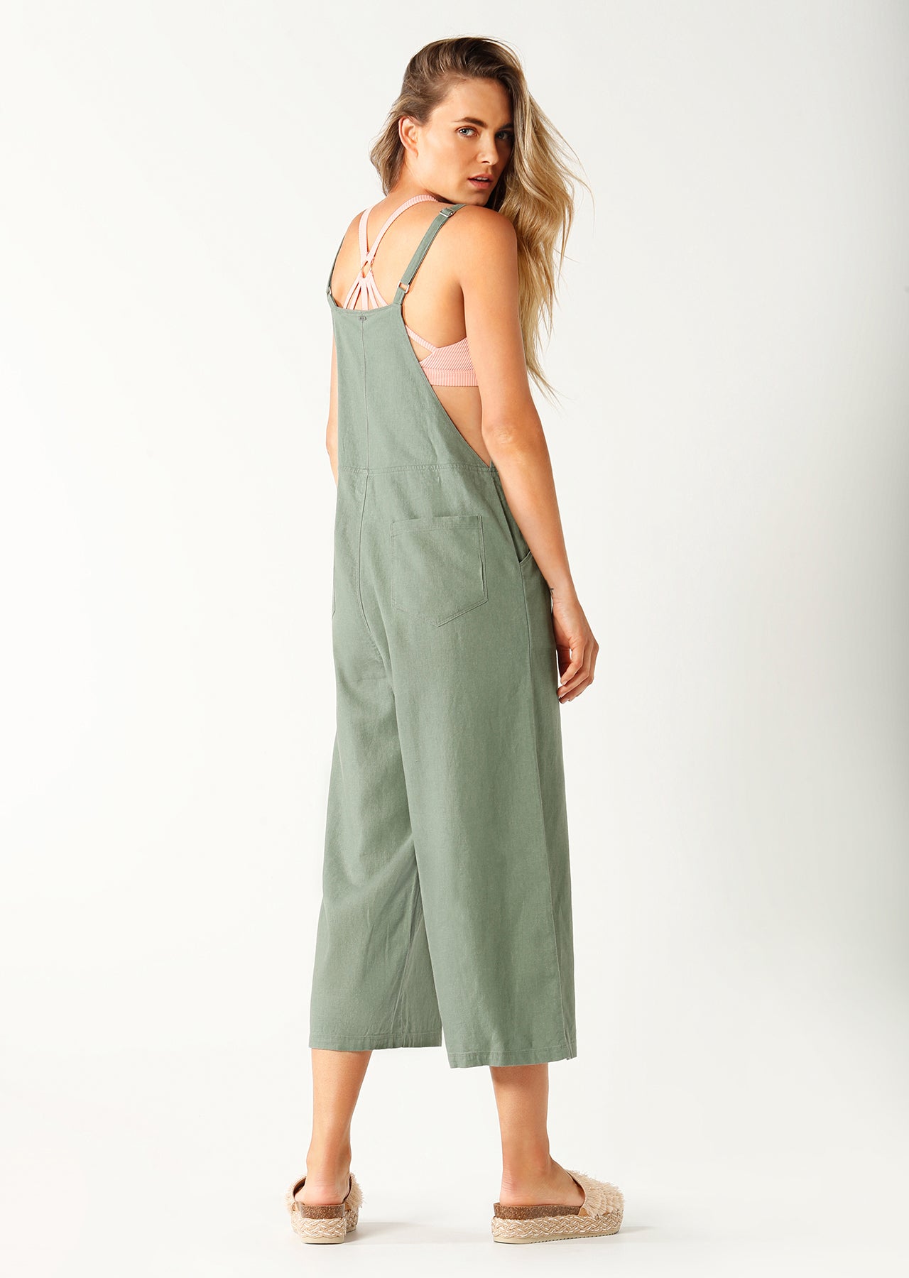 Lorna Jane Allday Linen Overalls - Light Khaki