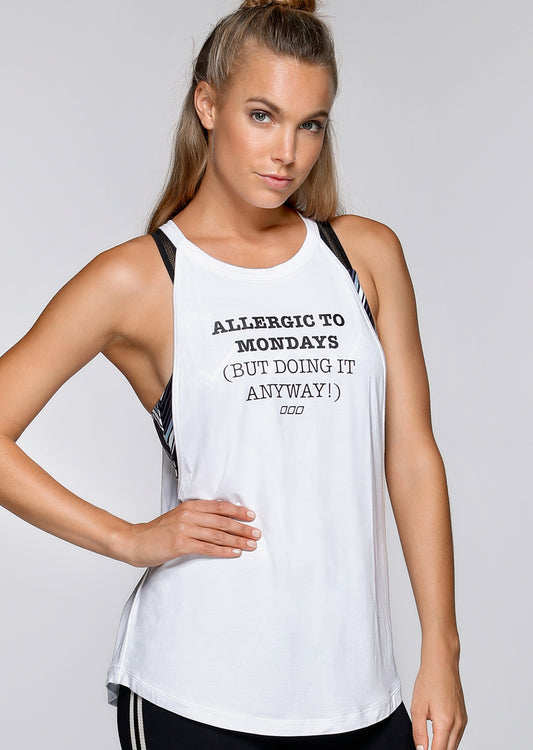 Lorna Jane Allergic To Mondays Tank - White