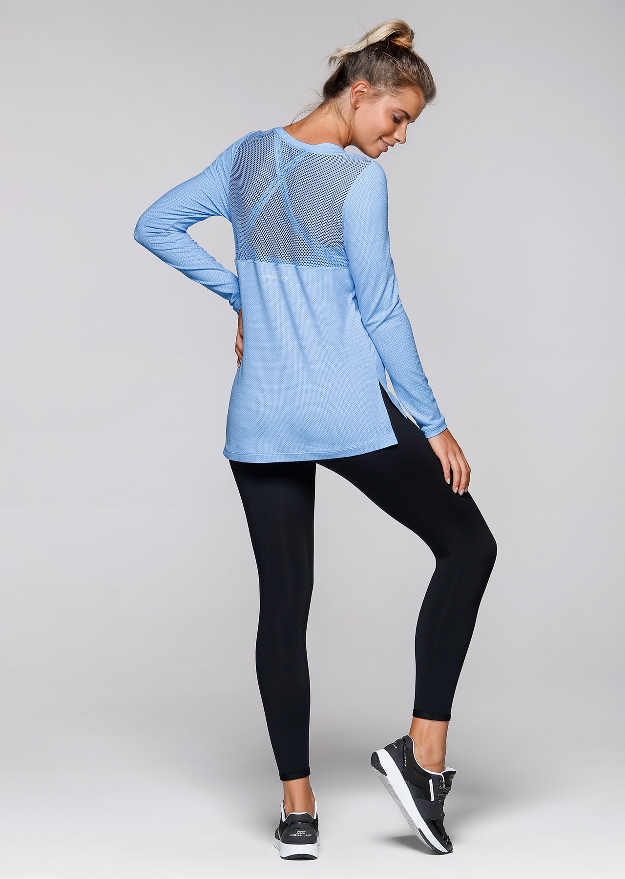 Lorna Jane Always Ahead L/Slv Active Top - Ice Blue Marl