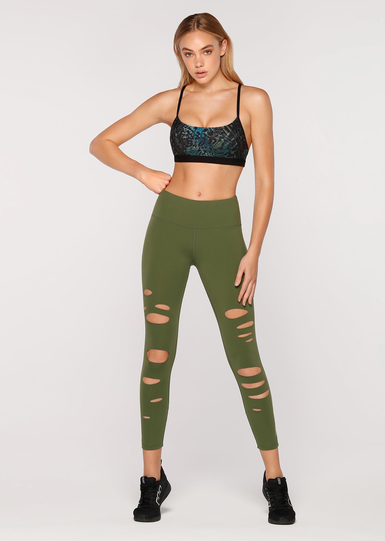 Lorna Jane Amazons Slashed A/B Tight - Army Green