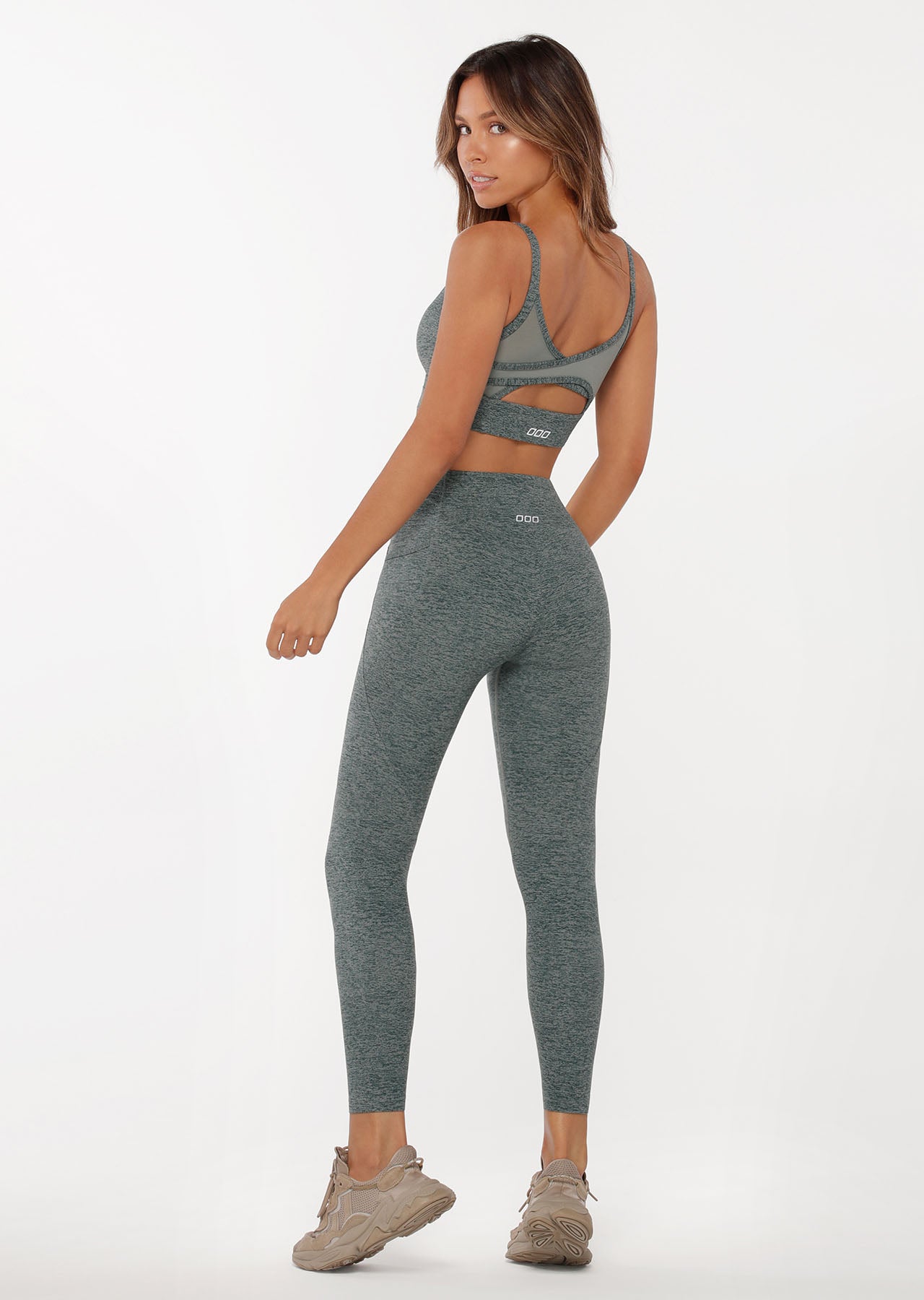 Lorna Jane Amy Phone Pocket Ankle Biter Leggings - Green Marl