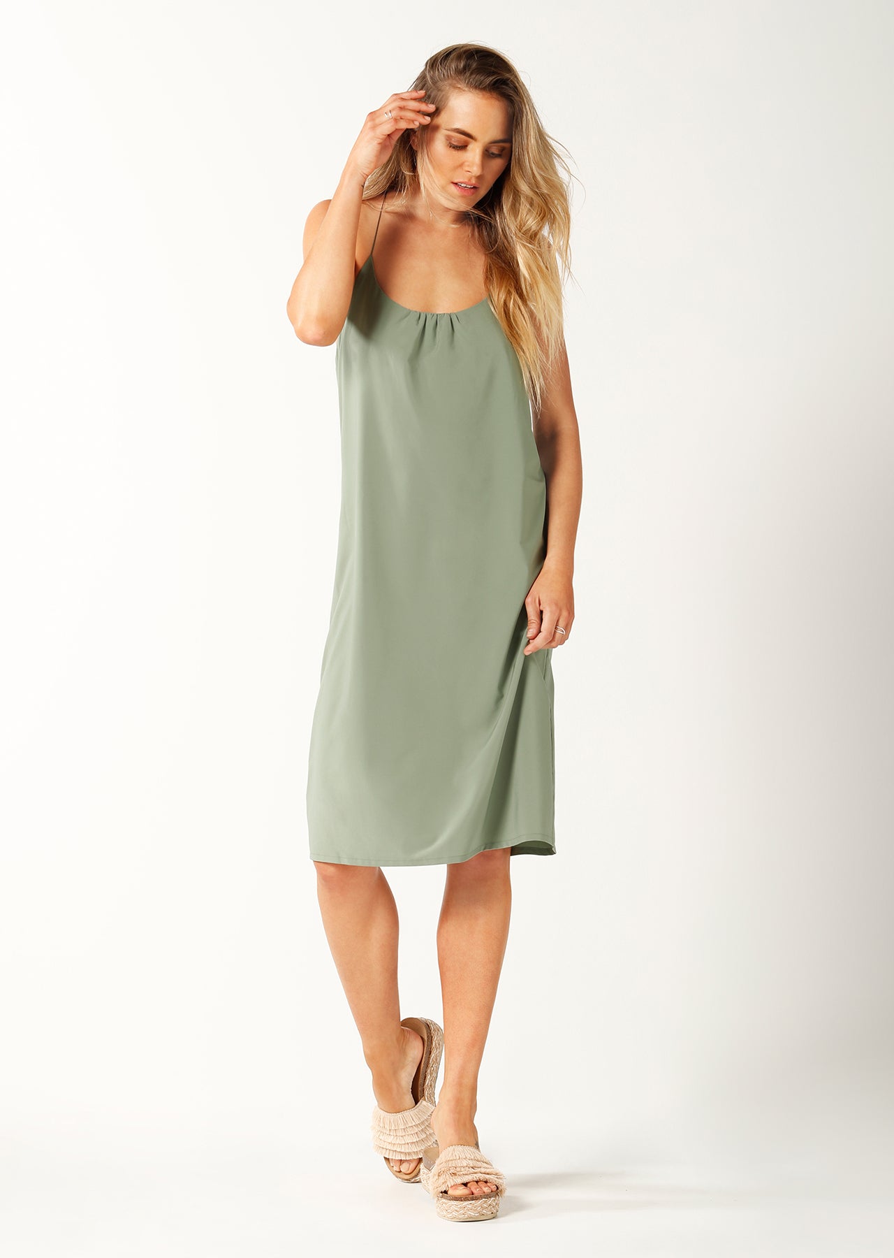 Lorna Jane arizona slip dress - Light Khaki