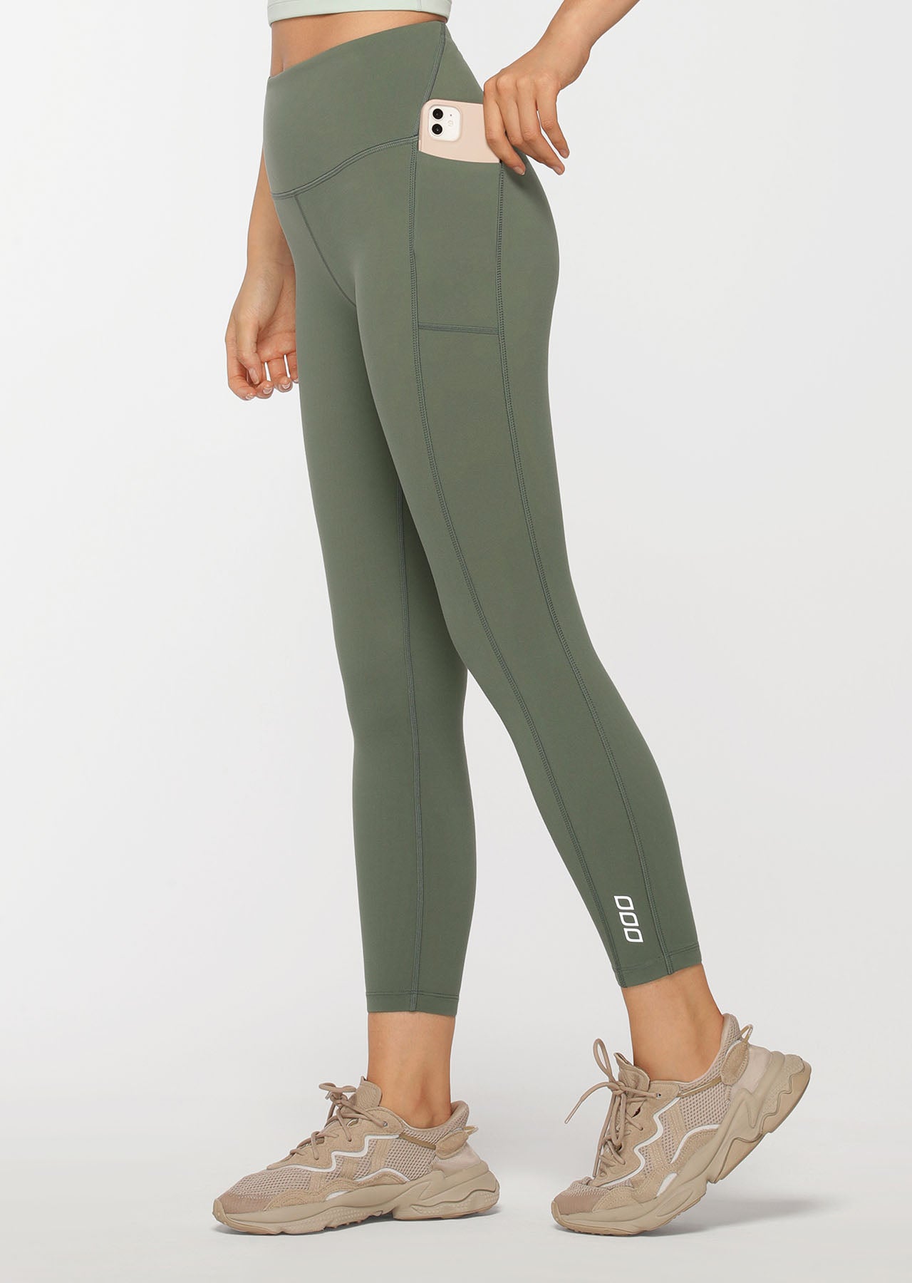 Lorna Jane Asset Phone Pocket Ankle Biter Leggings - Military