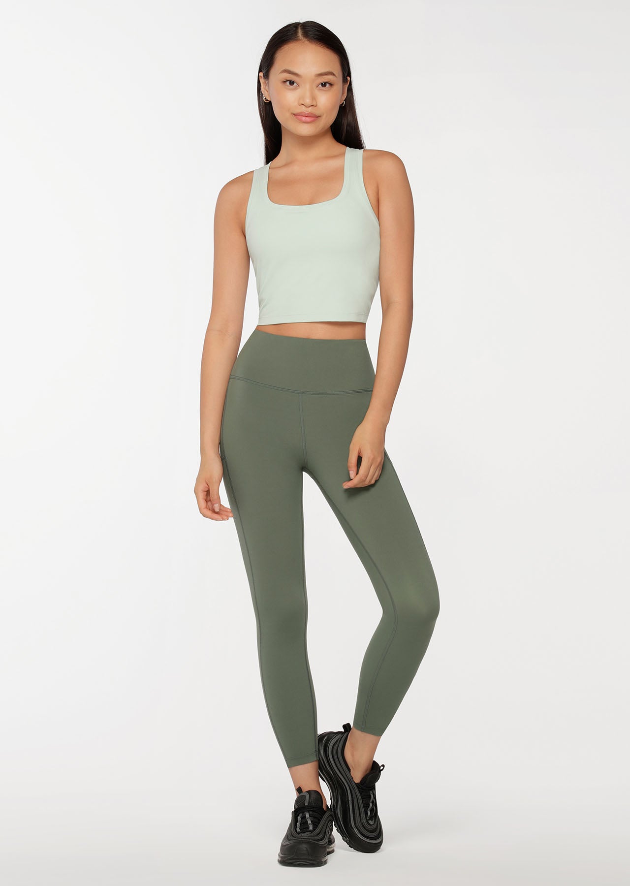 Lorna Jane Asset Phone Pocket Ankle Biter Leggings - Military