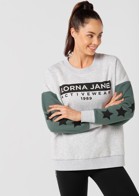 Lorna Jane Athleisure Classic Sweat - Grey Marl/Military