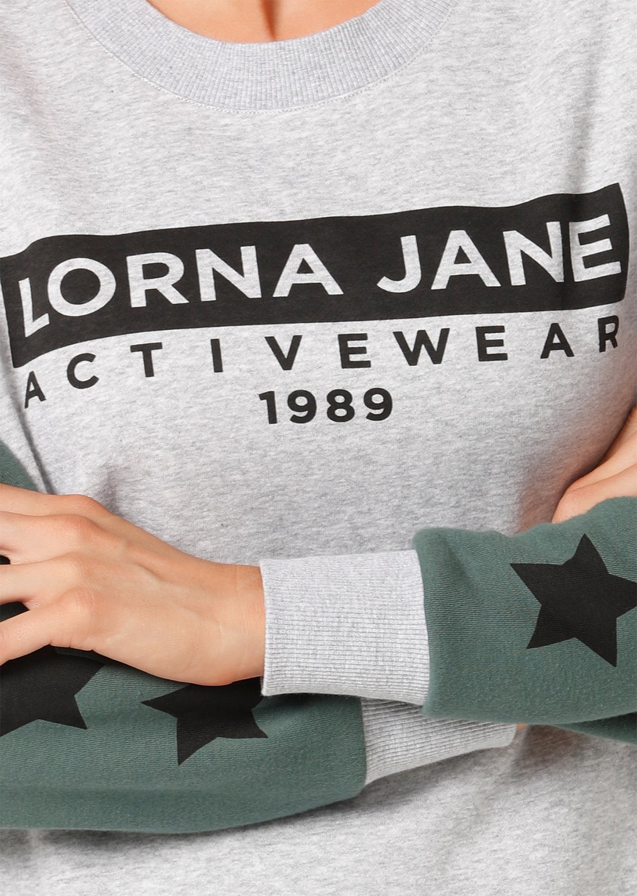 Lorna Jane Athleisure Classic Sweat - Grey Marl/Military