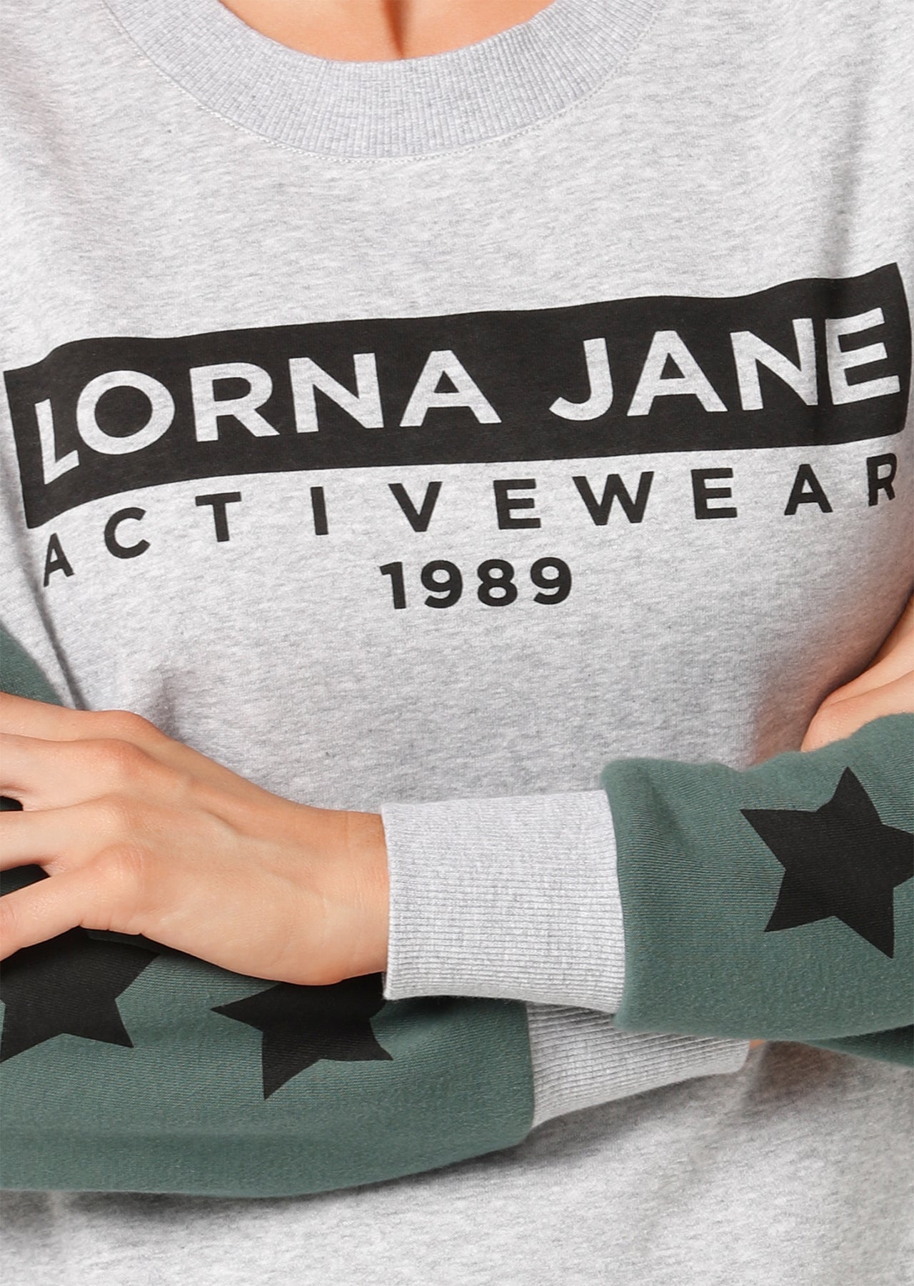 Lorna Jane Athleisure Classic Sweat - Grey Marl/Military