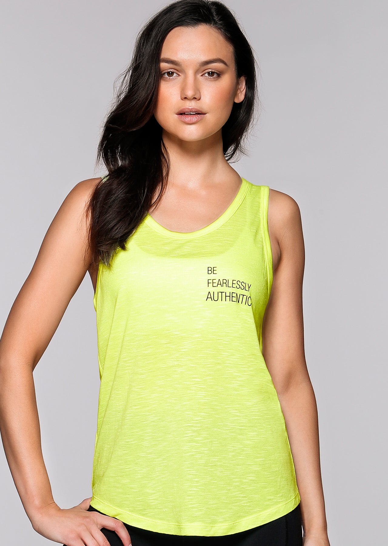 Lorna Jane Authentic Tank - Neon Lemon Sorbet Marl