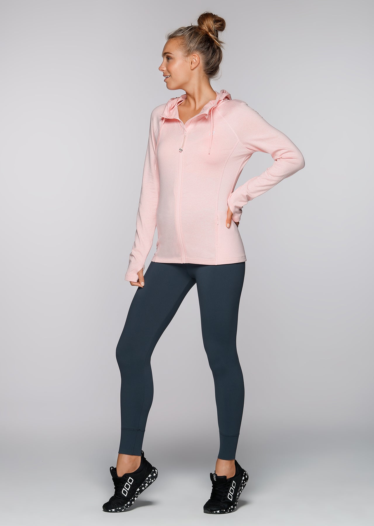 Lorna Jane Ava Active Hooded Zip Through - Whisper Pink Marl