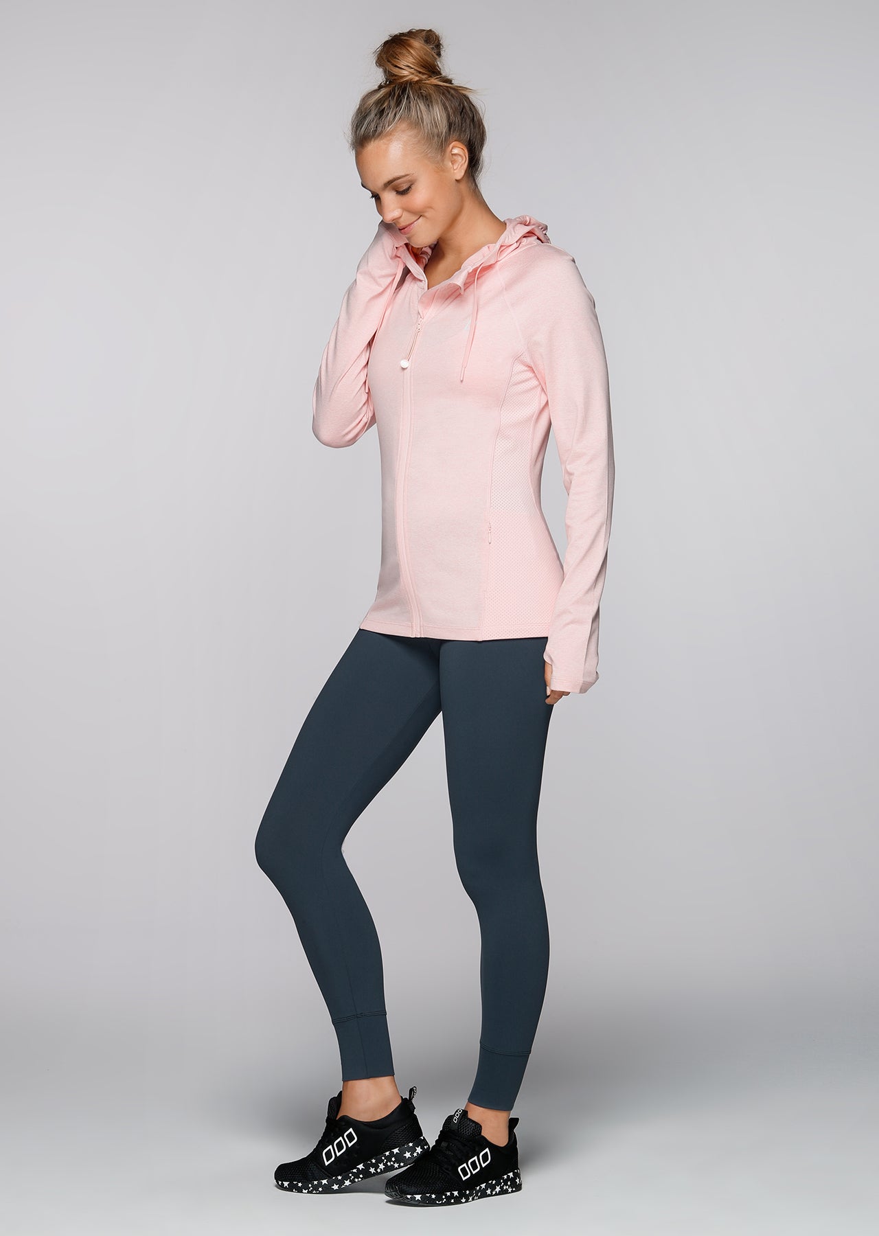 Lorna Jane Ava Active Hooded Zip Through - Whisper Pink Marl