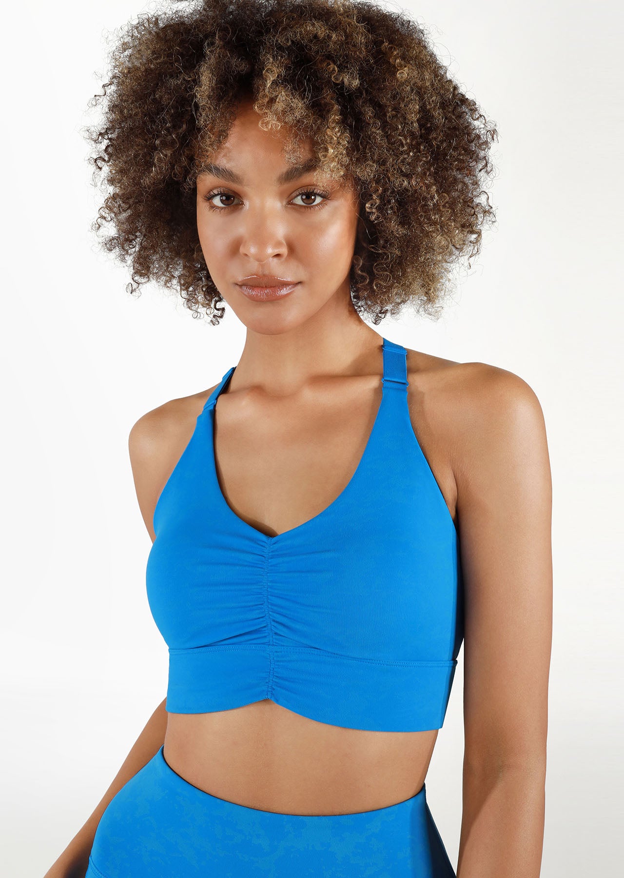 Lorna Jane Azure Ruched Sports Bra - Washed Cornflower