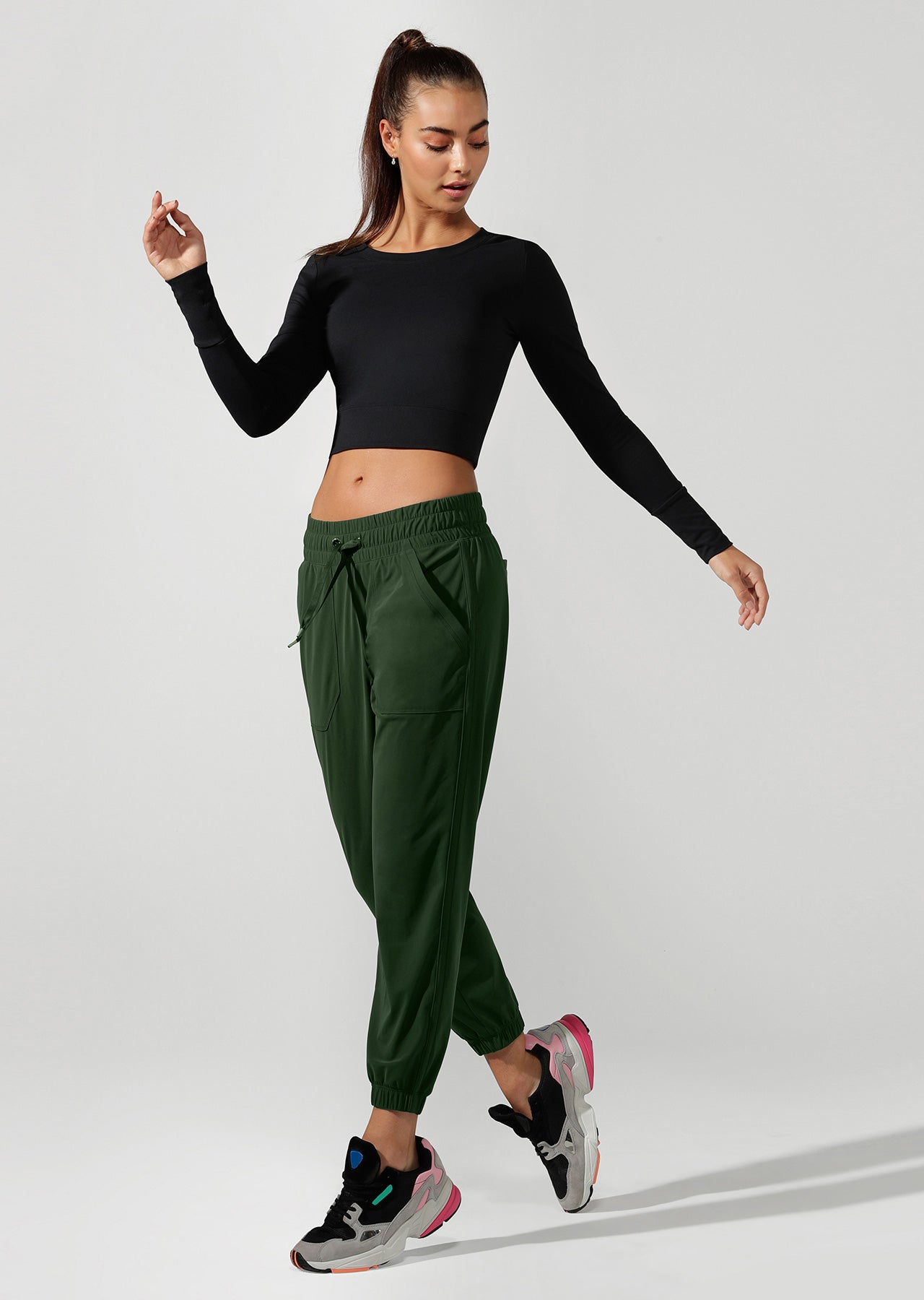 Lorna Jane Barre Ankle Biter Active Pant - Fig Green