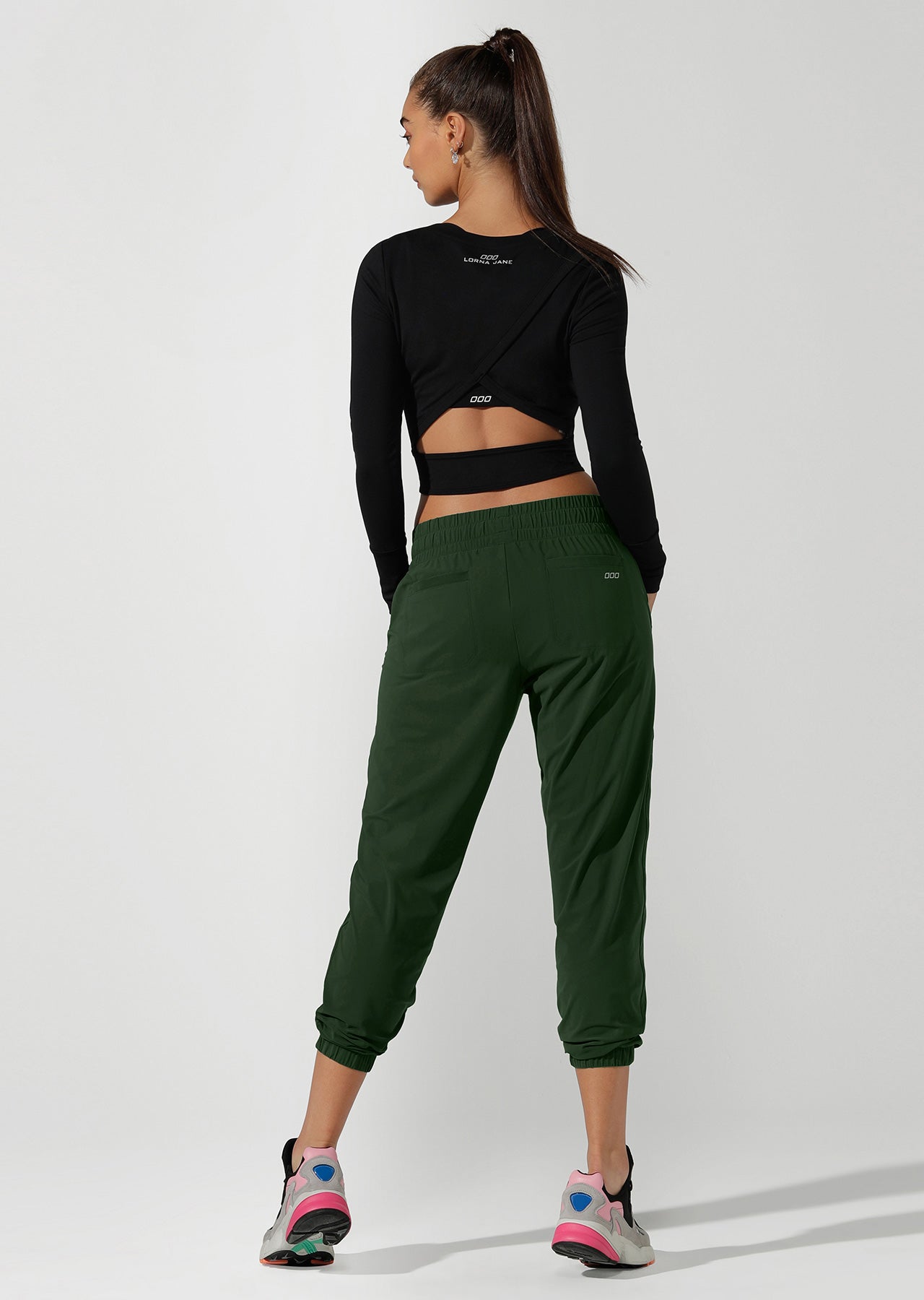 Lorna Jane Barre Ankle Biter Active Pant - Fig Green