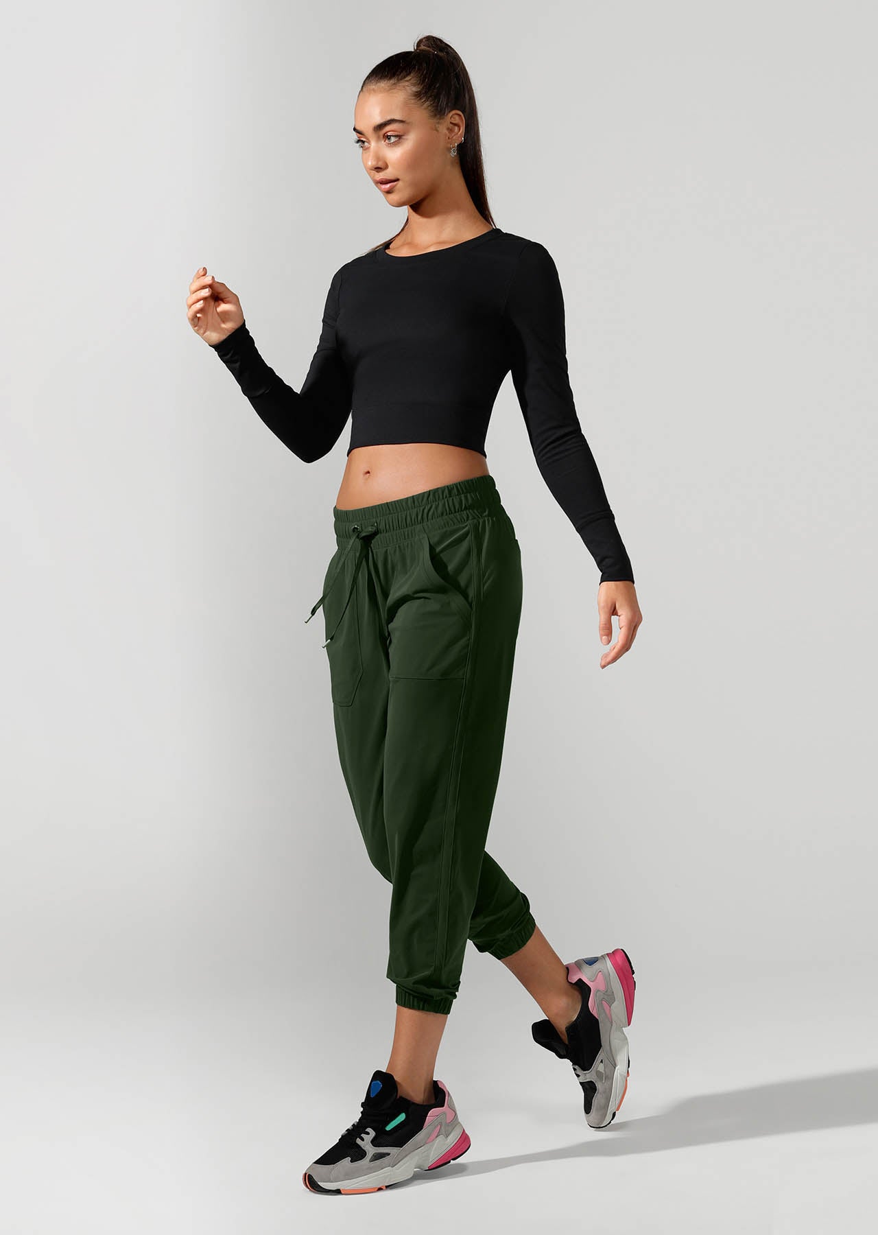 Lorna Jane Barre Ankle Biter Active Pant - Fig Green