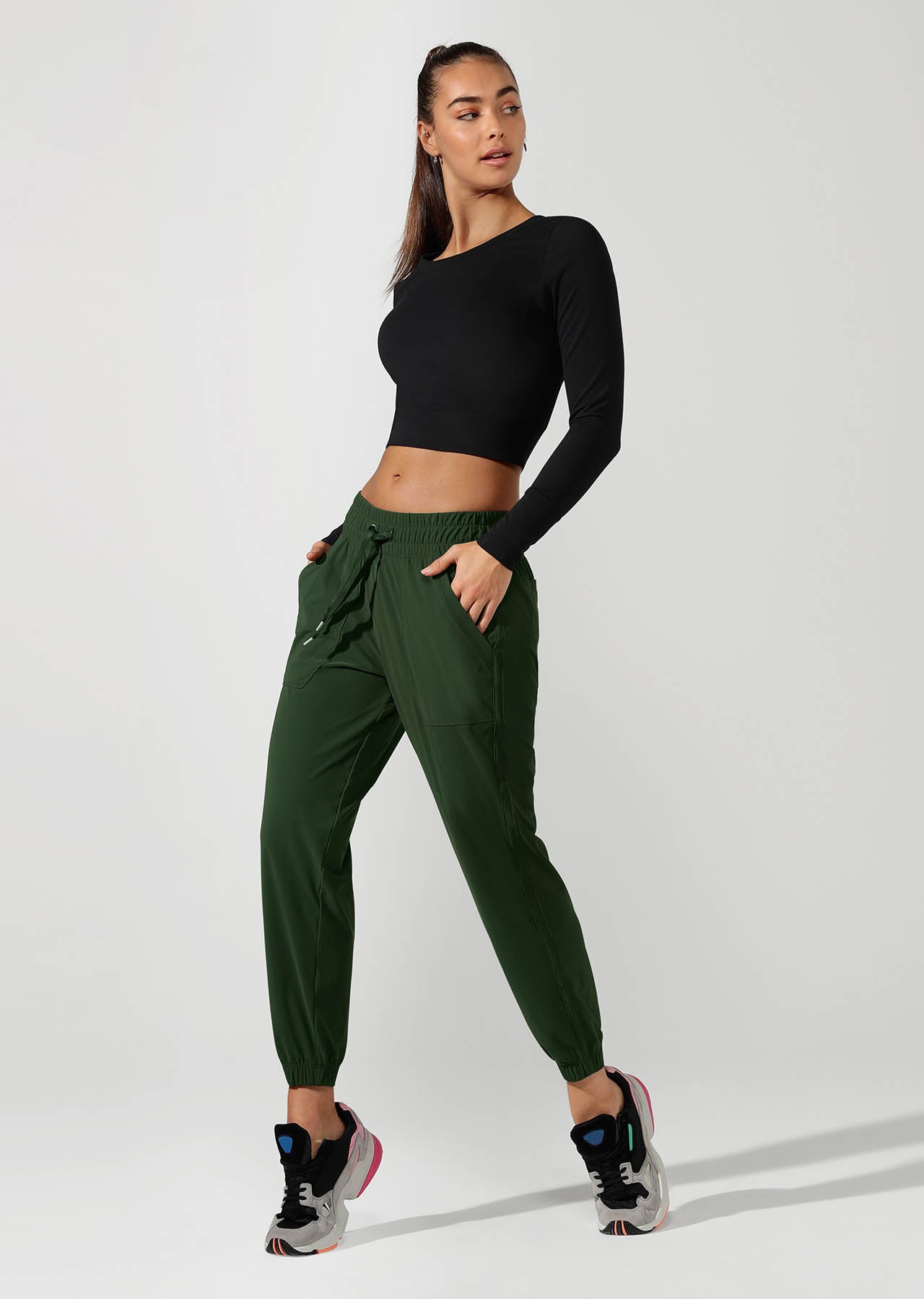 Lorna Jane Barre Ankle Biter Active Pant - Fig Green