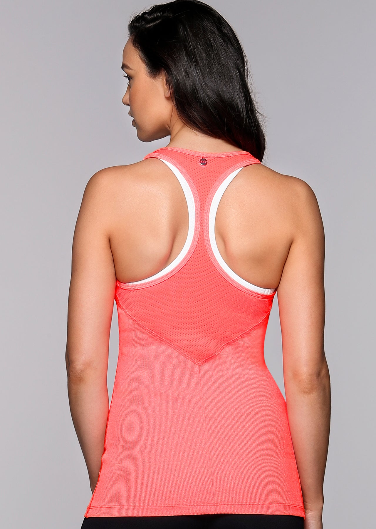 Lorna Jane Bobby Rib Excel Tank - Neon Melon Marl