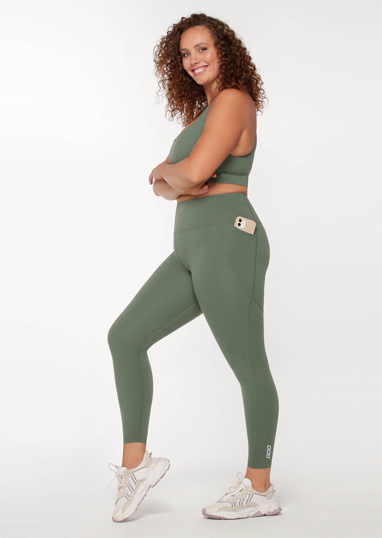 Lorna Jane Booty Phone Pocket Ankle Biter Leggings - Military