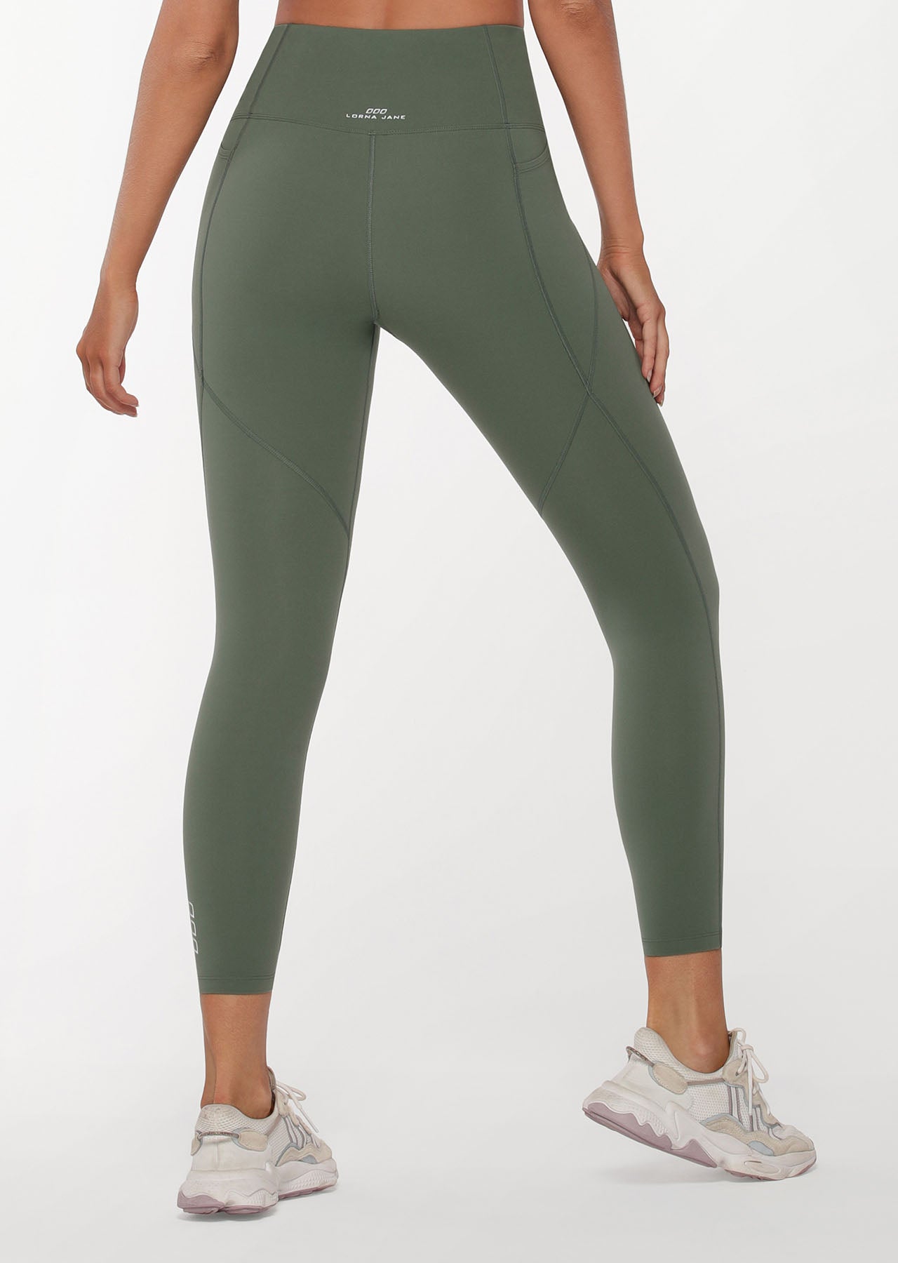 Lorna Jane Booty Phone Pocket Ankle Biter Leggings - Military