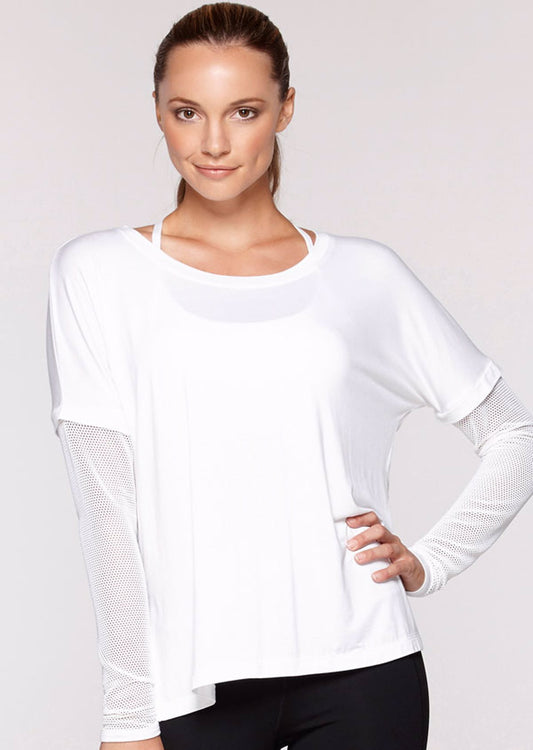 Lorna Jane Boyfriend L/Slv Top - White