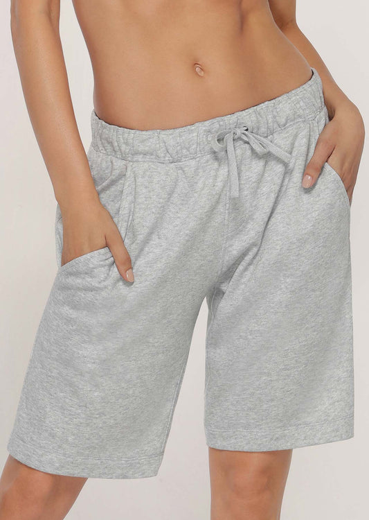 Lorna Jane Boyfriend Sweat Short - Light Grey Marl