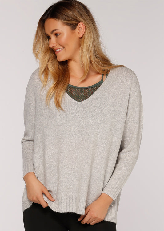 Lorna Jane Breathe Easy L/SLV Active Top - Grey Marl