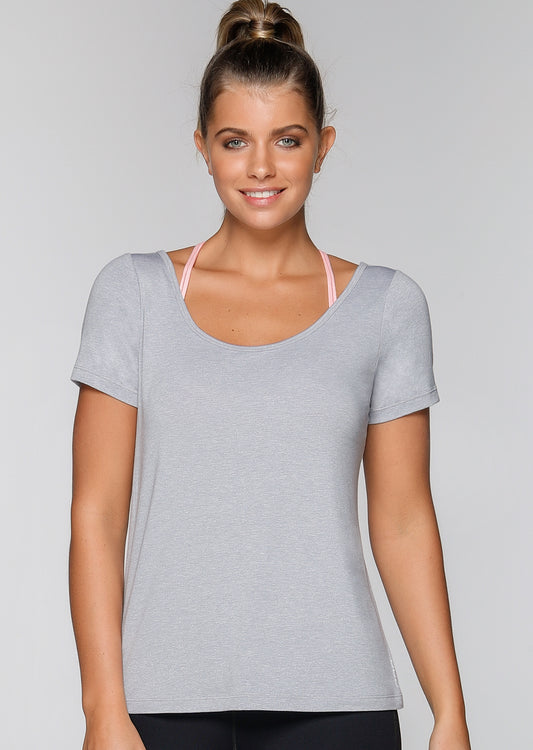 Lorna Jane Breathe Easy S/Slv Active Top - Grey Marl