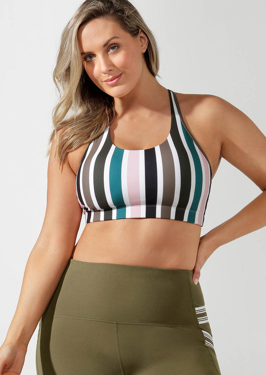 Lorna Jane Candy Comfort Sports Bra - Candy Stripe Print