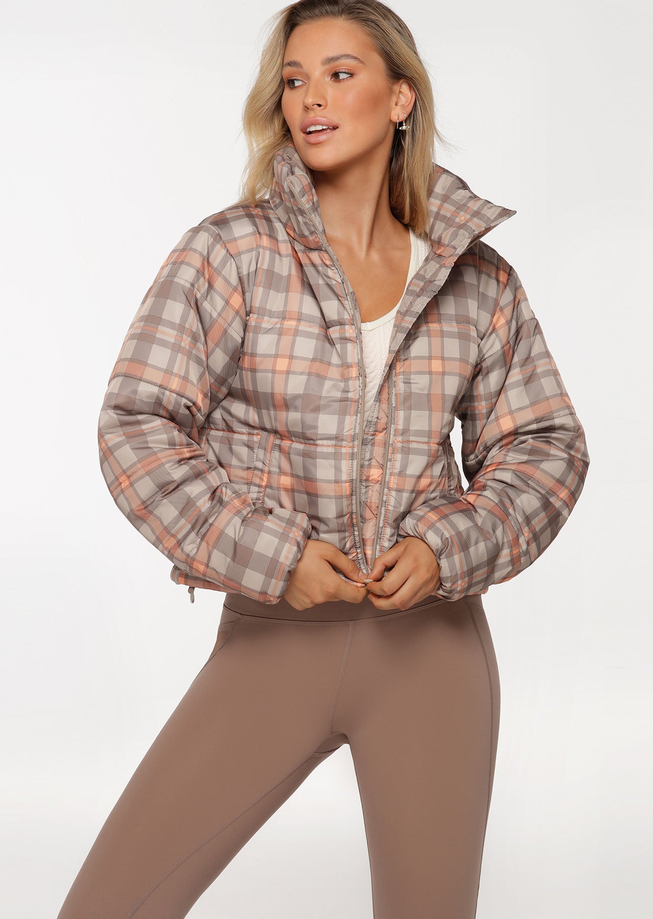Lorna Jane Check Mate Puffa Jacket - Check Print