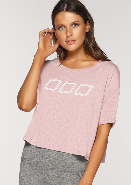 Lorna Jane Classic Oversized Tee - Dusty Rose Marl