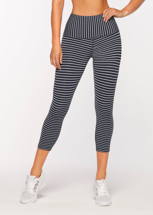 Lorna Jane Cleo Core 7/8 Tight - Midnight Indigo/White Stripe