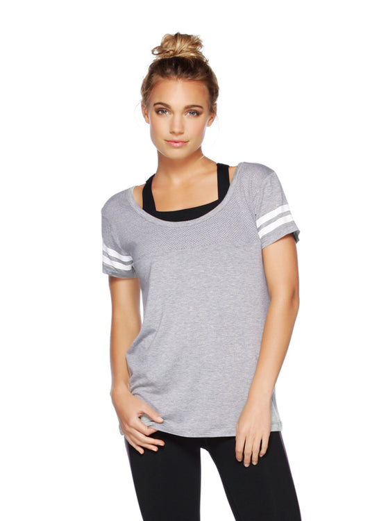 Lorna Jane Cody Casual Top - Grey Marl/White