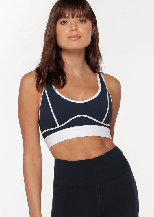 Lorna Jane Contrast Racer Sports Bra - Midnight Indigo