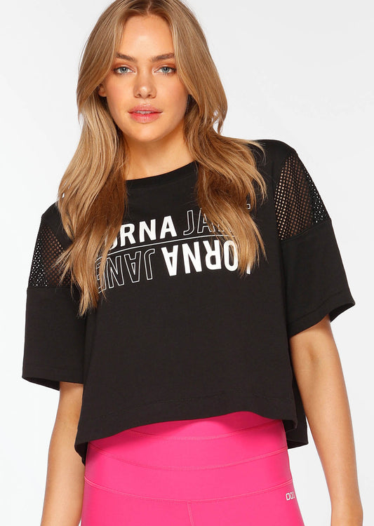 Lorna Jane Cropped Street Tee - Black