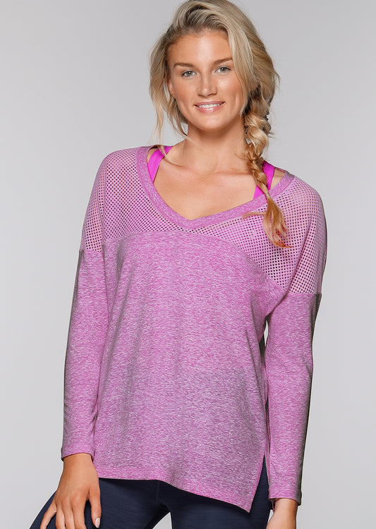 Lorna Jane Easy Wear L/Slv Top - Berrylicious Marl