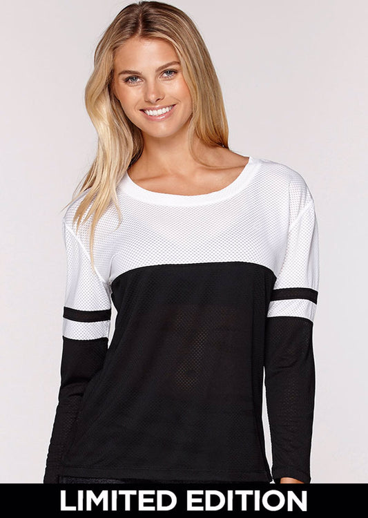 Lorna Jane Eyes On Me L/Slv Active Top - Black/White