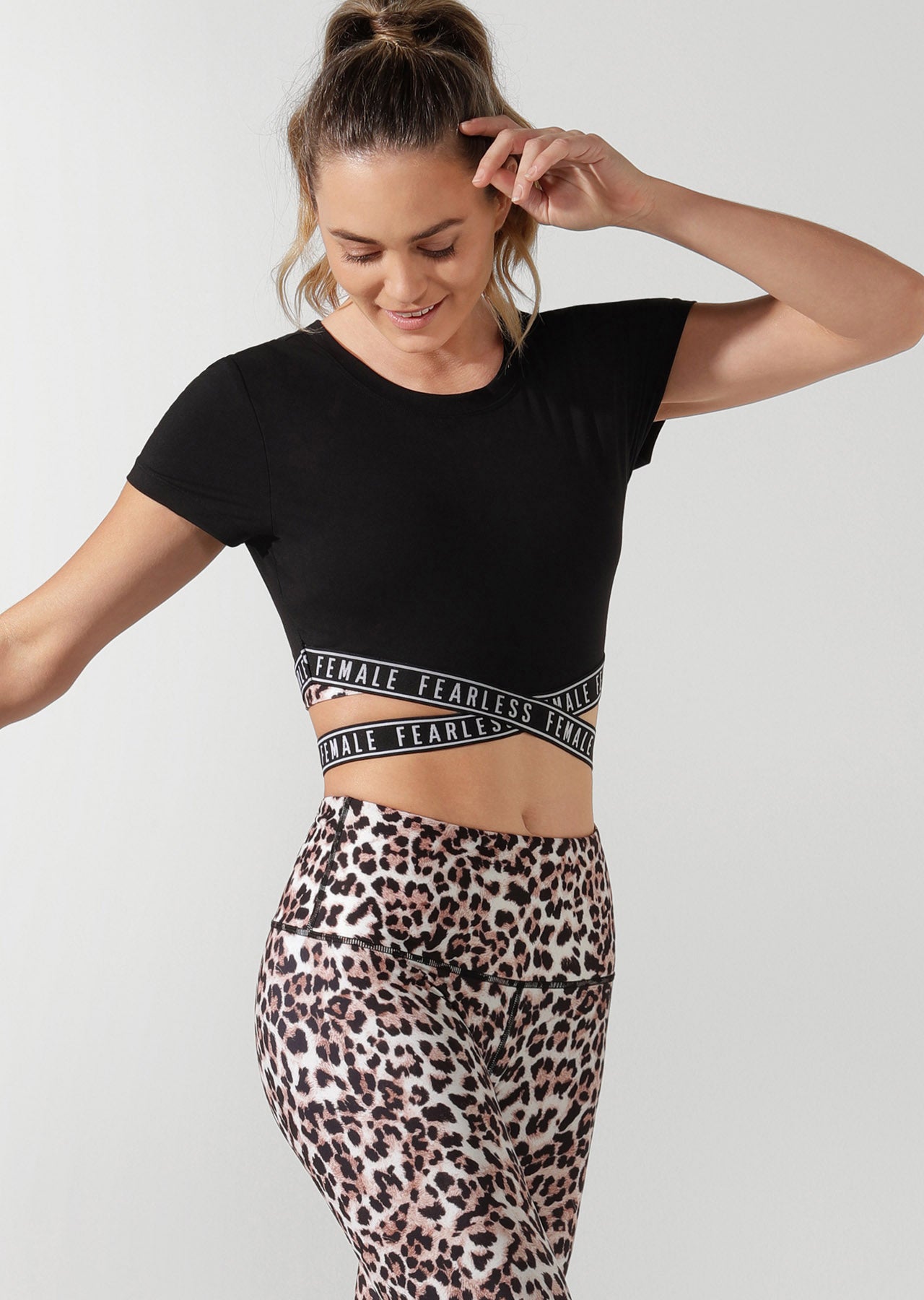 Lorna Jane Fearless Cropped Active Tee - Black