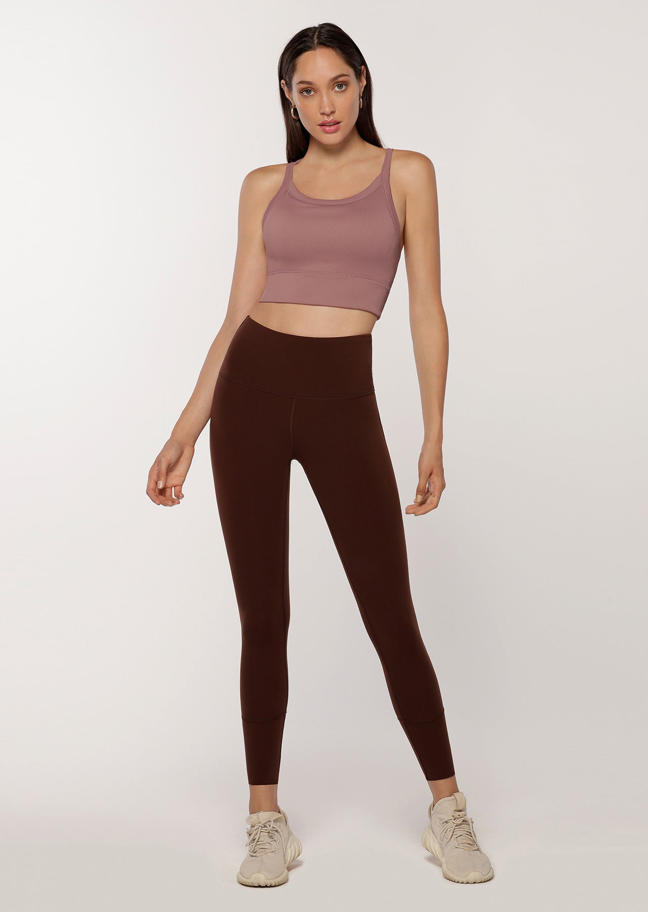 Lorna Jane Fearless Cropped Rib Tank - Pale Mauve