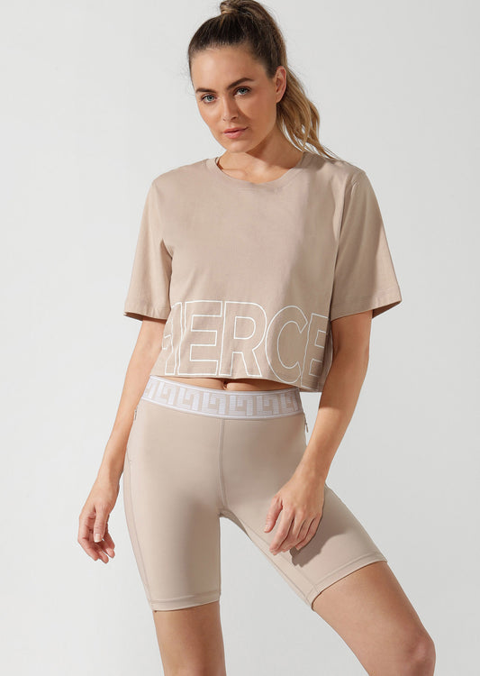 Lorna Jane Fierce Cropped Tee - Off White