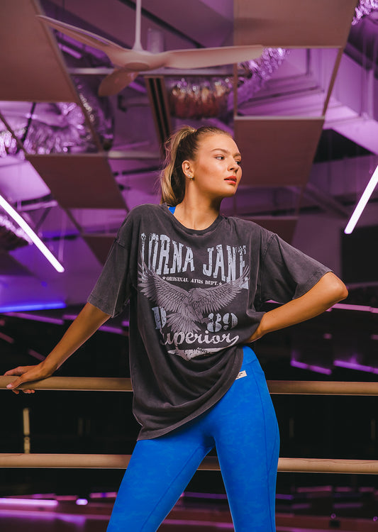 Lorna Jane Fly High Oversized Tee - Washed Black