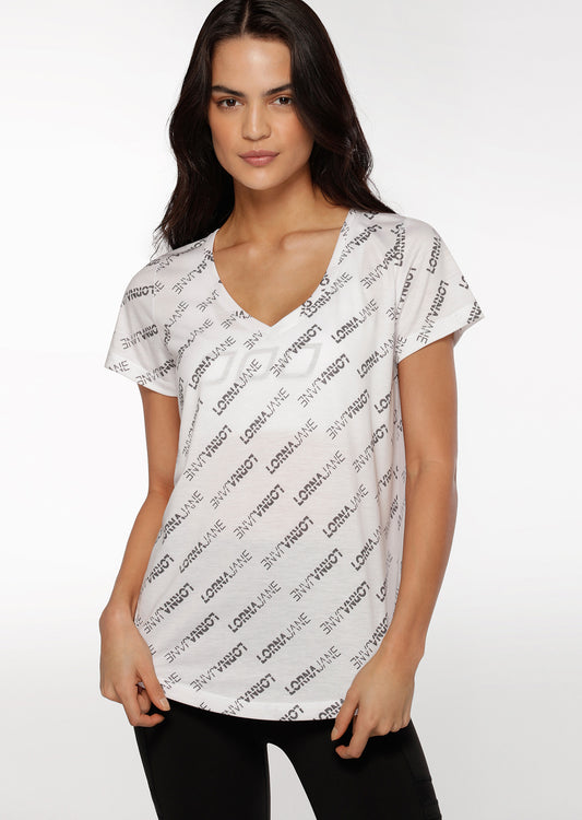Lorna Jane Frankie Active T-Shirt - White Perform Print