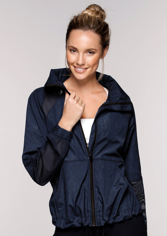 Lorna Jane Fresh Mesh Jacket - Indigo/Black Marl