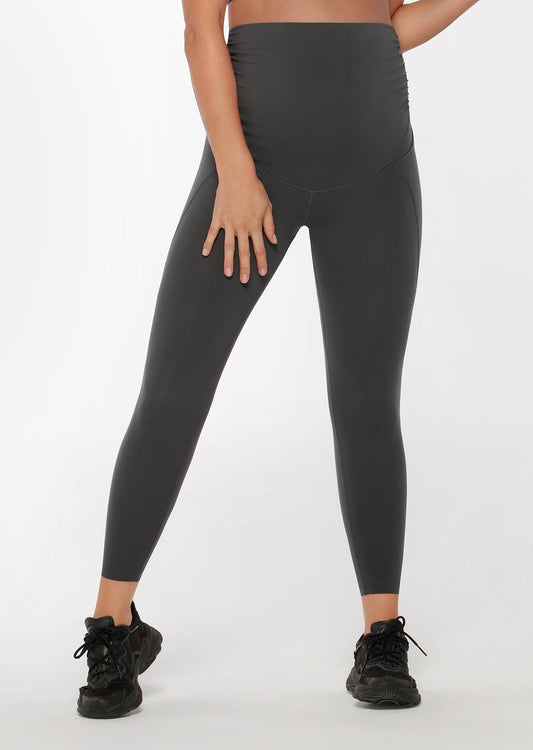 Lorna Jane Full Coverage Maternity Phone Pocket Ankle Biter Leggings - Titanium