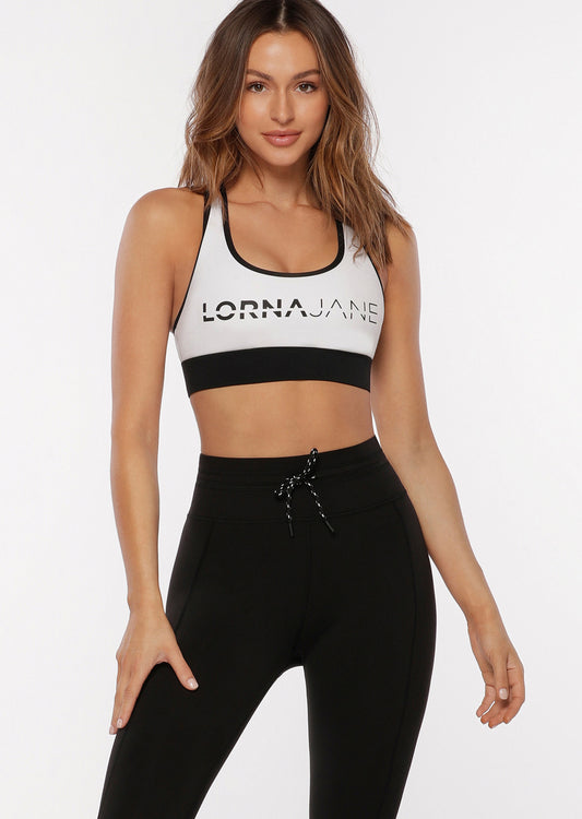 Lorna Jane Go Time Sports Bra - Black/White