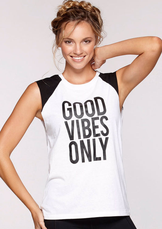 Lorna Jane Good Vibes Tee - Black/White