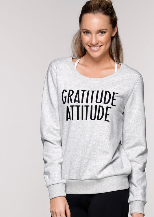 Lorna Jane Gratitude Attitude L/Slv Top - Mid Grey Marl