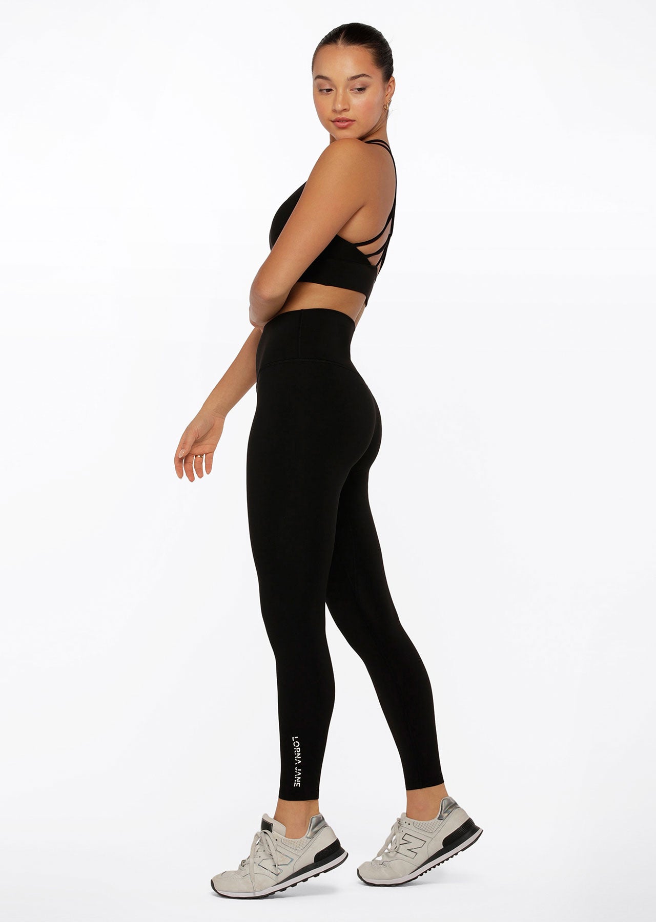 Lorna Jane Hi-Fold Lotus Full Length Leggings - Black