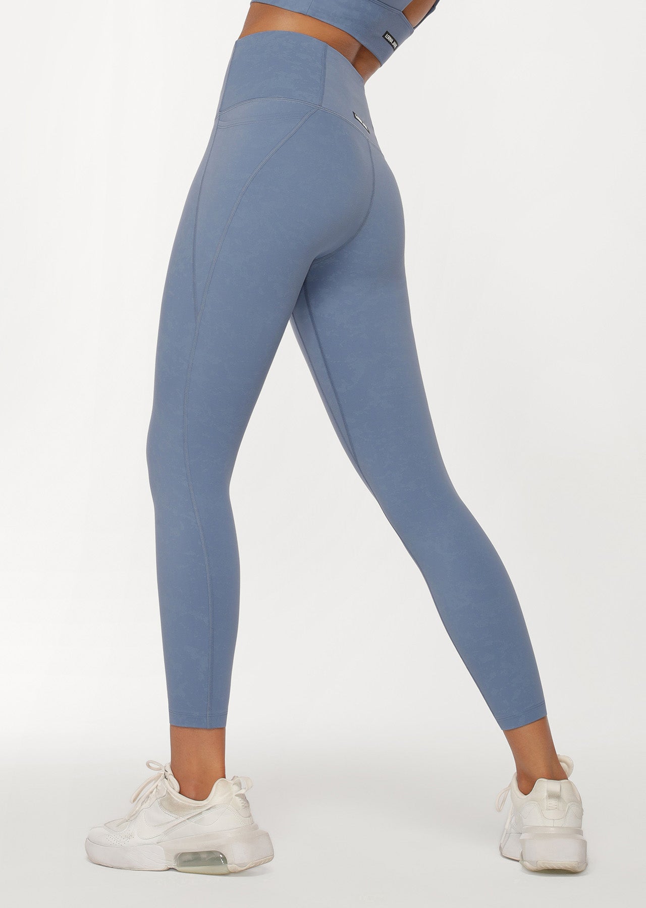 Lorna Jane Hi-Fold No Ride Ankle Biter Leggings - Misty Blue